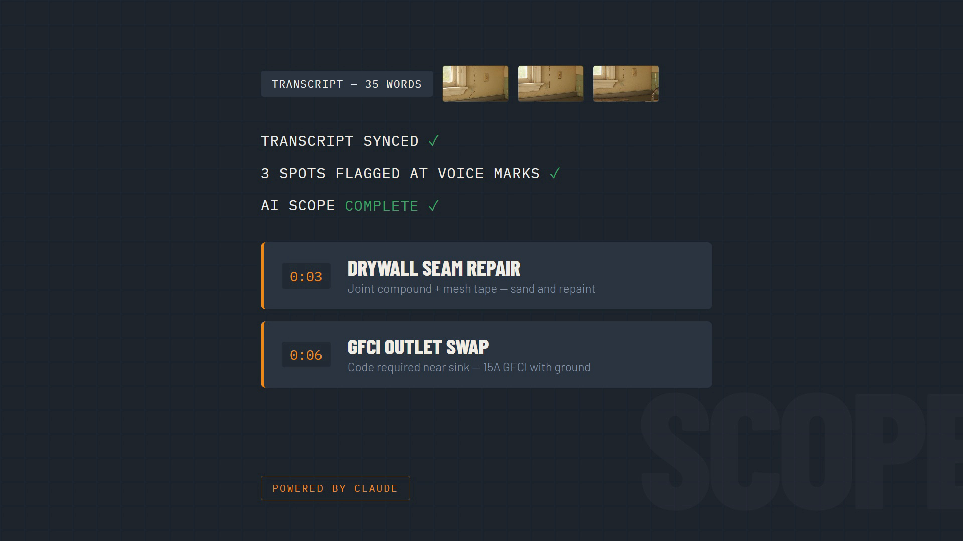 AI scope generation from transcript and captures